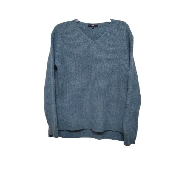 Uniqlo Sweater Teal Blue Green Oversized High Low Hem Unisex - Picture 6 of 9